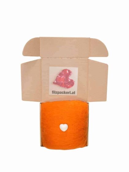Orange Bergschafwolle im Vlies zum Trocken- und Nassfilzen